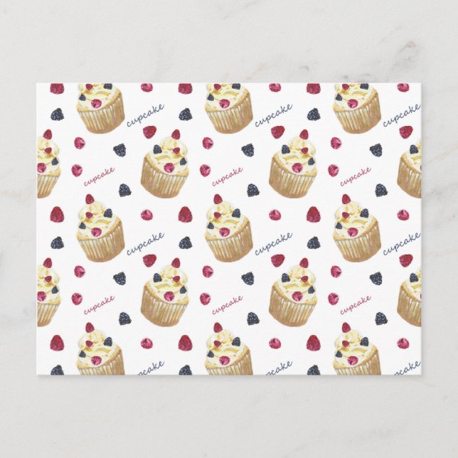 Watercolor cupcakes postcard (Front)