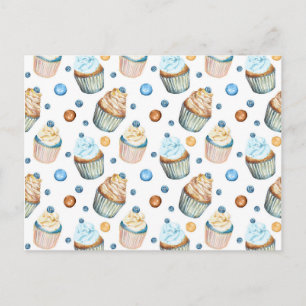Watercolor cupcakes postcard