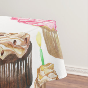 Watercolor cupcakes tablecloth