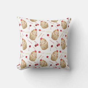 Watercolor cupcakes throw pillow