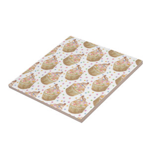 Watercolor cupcakes tile