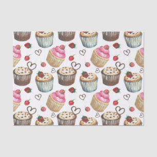 Watercolor cupcakes tissue paper