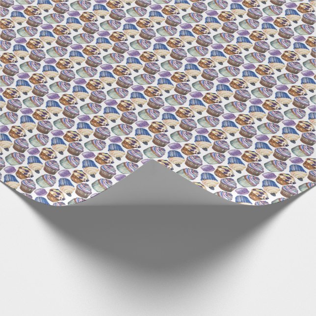 Watercolor cupcakes wrapping paper (Corner)