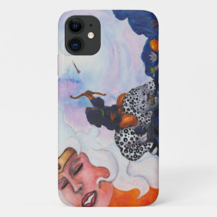 Watercolor cupid riding cat Mother Goddess dream iPhone 11 Case