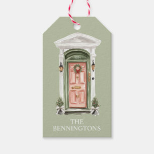 Watercolor Custom Address Front Door Christmas Gift Tags
