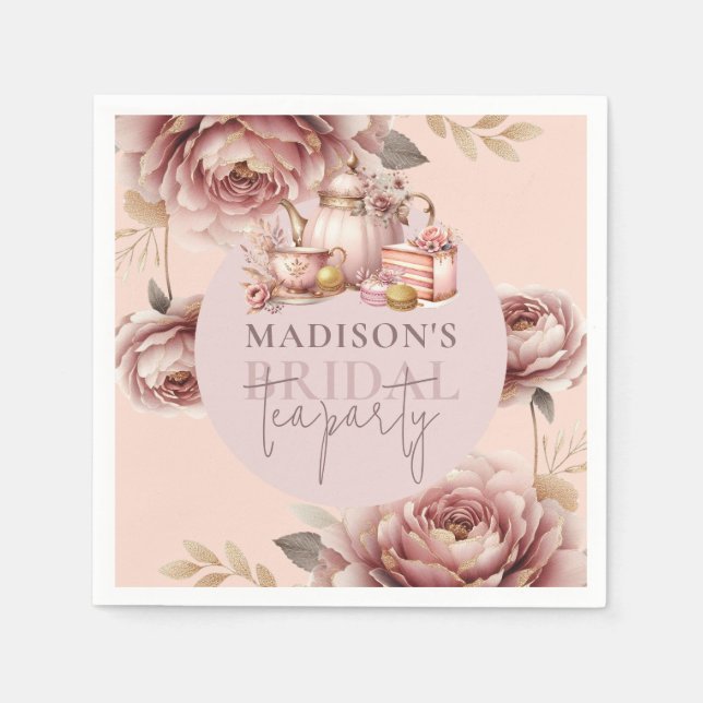 Watercolor Custom Bridal Tea Shower  Napkin (Front)