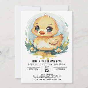 Watercolor Custom Duck Birthday Invitation