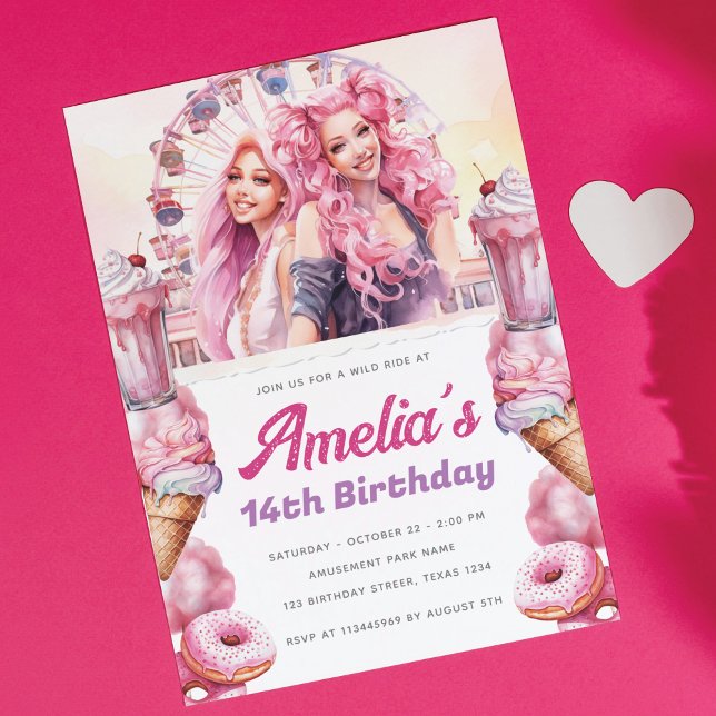 Watercolor Custom Rollercoaster Party  Invitation (Creator Uploaded)