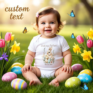 Watercolor Customizable 🐇Egg-citing Bunny Romper