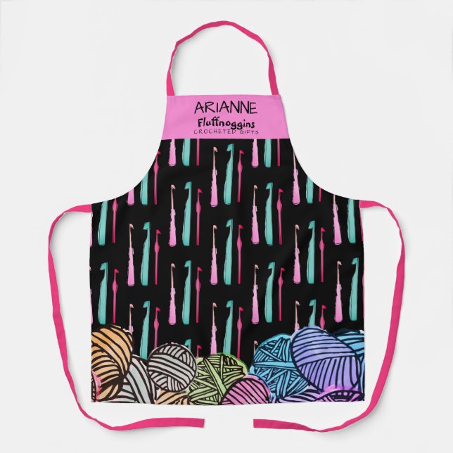 Watercolor cut-outs yarn crochet hook craft show apron (Front)