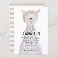 Watercolor cute alpaca. Llama fun birthday party I