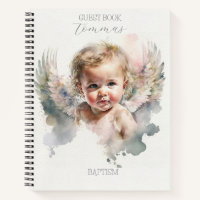 Watercolor cute Angel Baby Baptism 