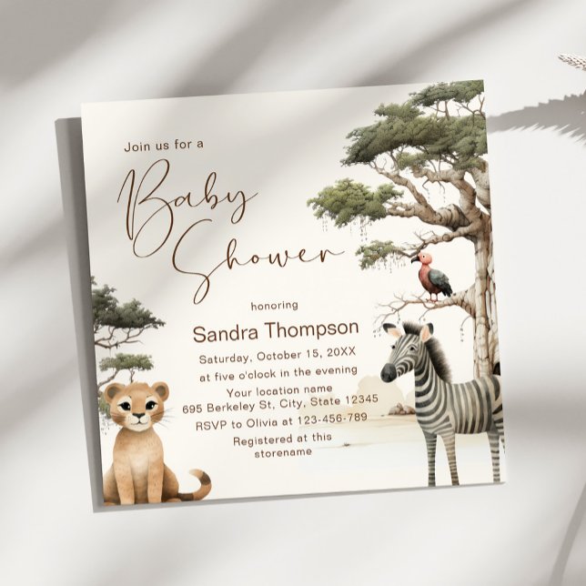 Watercolor Cute Animals Wildlife Baby Shower  Invitation (Creator Uploaded)