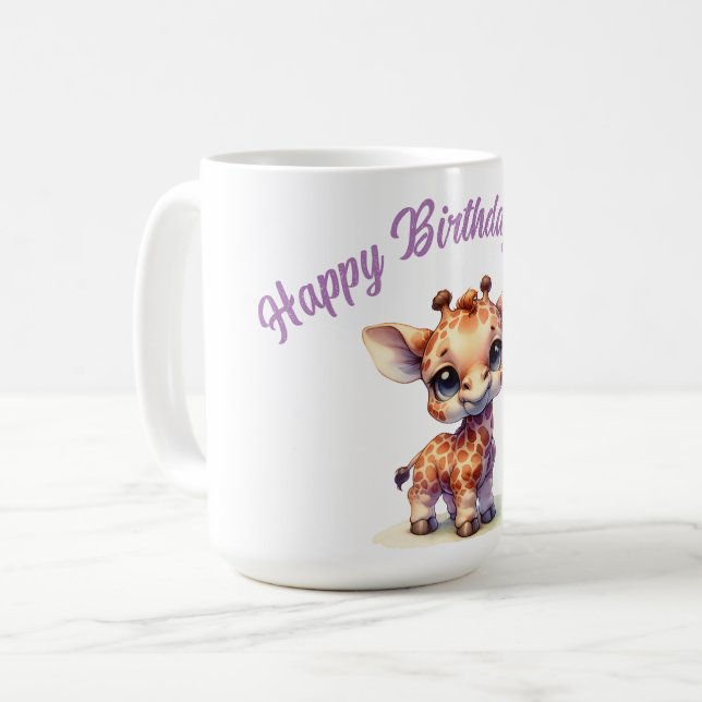 Watercolor cute baby giraffe coffee mug (Front Left)