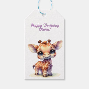 Watercolor cute baby giraffe gift tags