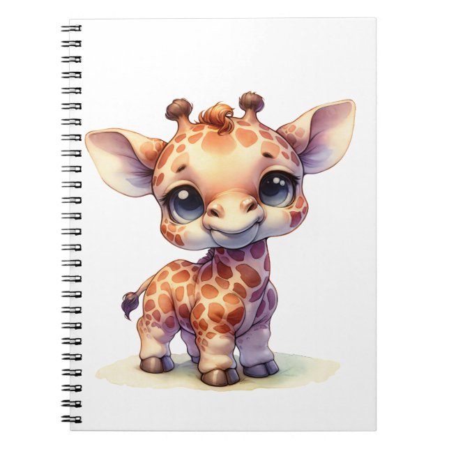Watercolor cute baby giraffe notebook (Front)