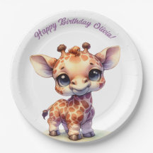 Watercolor cute baby giraffe