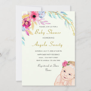 Watercolor Cute Baby Shower Invitation Example