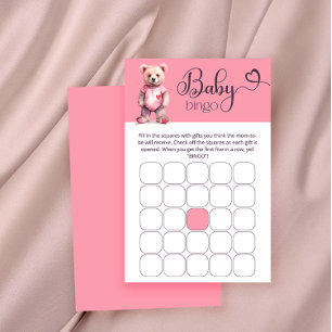 Watercolor cute bear Baby Shower bingo game