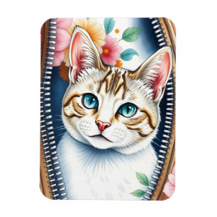 Watercolor Cute Beautiful Trendy Cat Collection Magnet