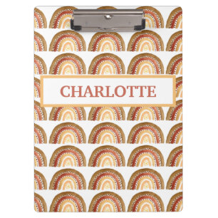 Watercolor Cute Boho Pastel Kids Girl Rainbow Clipboard