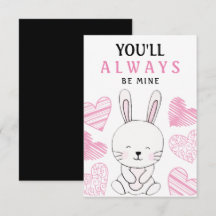 Watercolor Cute Bunny Valentine's Day Greeting