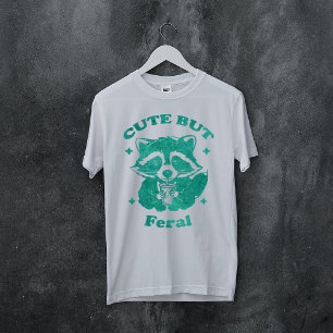 Watercolor Cute but Feral Funny Raccoon T-Shirt
