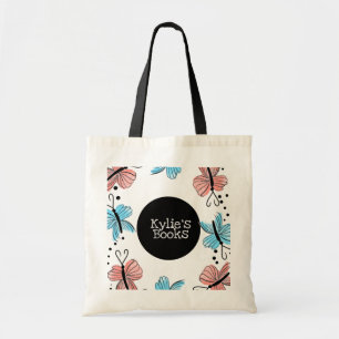 Watercolor Cute Butterflies Custom Library Books Tote Bag