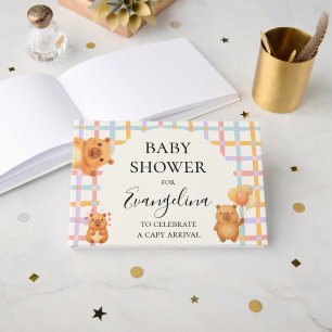 Watercolor Cute Capy Capybara Baby Shower Guest Book