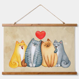 Watercolor Cute Cats Kittens Pet Animal Hanging Tapestry