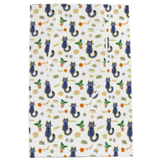 Watercolor Cute Cats Pattern Medium Gift Bag