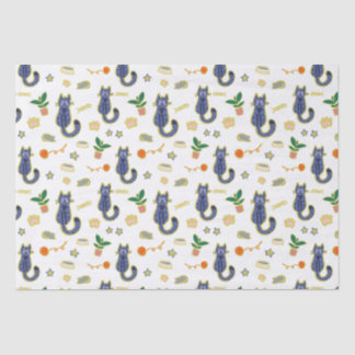 Watercolor Cute Cats Pattern Tissue Paper