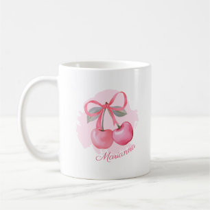 Watercolor cute Cherries and Bows. Coffee Mug