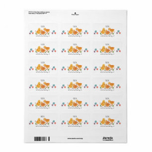 Watercolor Cute Chicken Family Baby Shower address Label