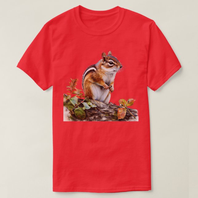Watercolor Cute Chipmunk T-Shirt (Design Front)