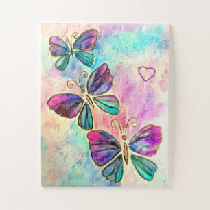 Watercolor - Cute Colorful Butterflies Jigsaw Puzzle
