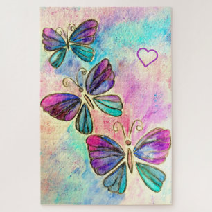 Watercolor - Cute Colorful Butterflies Jigsaw Puzzle