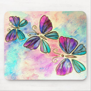 Watercolor Cute Colorful Butterflies Mouse Pad