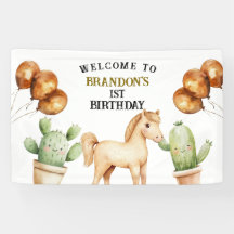 Watercolor Cute Cowboy 1st Rodeo Birthday