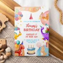 Watercolor Cute Dinosaur Birthday