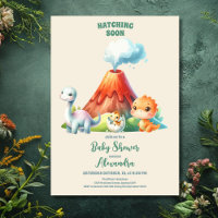 Watercolor Cute Dinosaur Greenery Baby Shower
