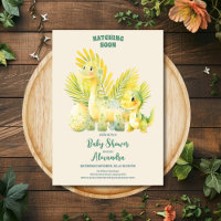 Watercolor Cute Dinosaur Greenery Baby Shower