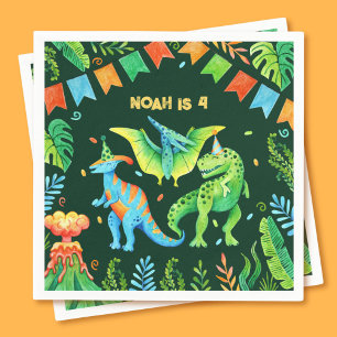 Watercolor Cute Dinosaurs Boys Birthday Party Napkin