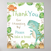 Watercolor Cute Dinosaurs Greenery Thank You Treat