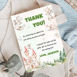 Watercolor Cute Dragon  Birthday Thank You Card