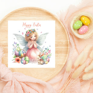 Watercolor Cute Easter Spring Fairy Holiday Card
