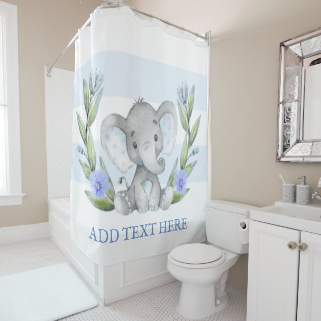 Watercolor Cute Elephant Greenery Personalized (In Situ)