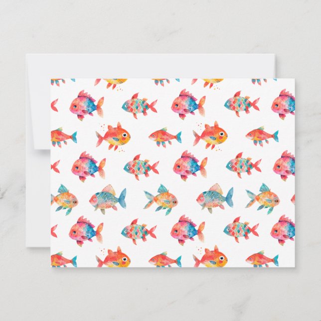 Watercolor Cute Fish Personalize Stationery  Card (Back)