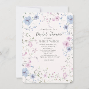 Watercolor Cute Floral Anemone Bridal Shower Invitation