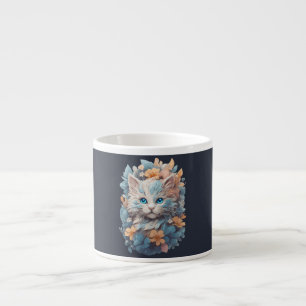 Watercolor Cute Floral Cat Splash Espresso Cup
